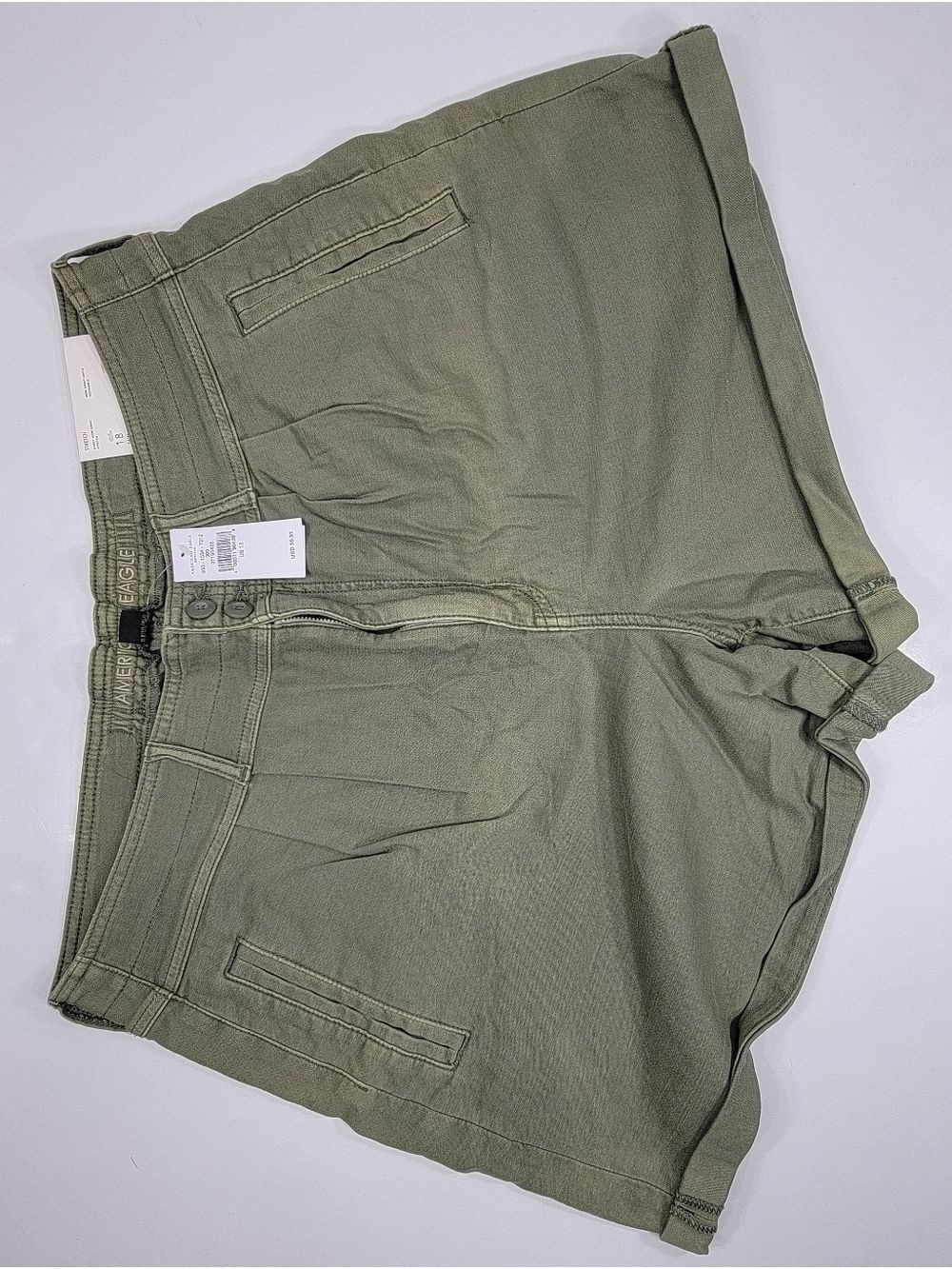 NEW American Eagle Women’s Baggy Mom Highest Rise Jean Shorts 18 34W Green NWT